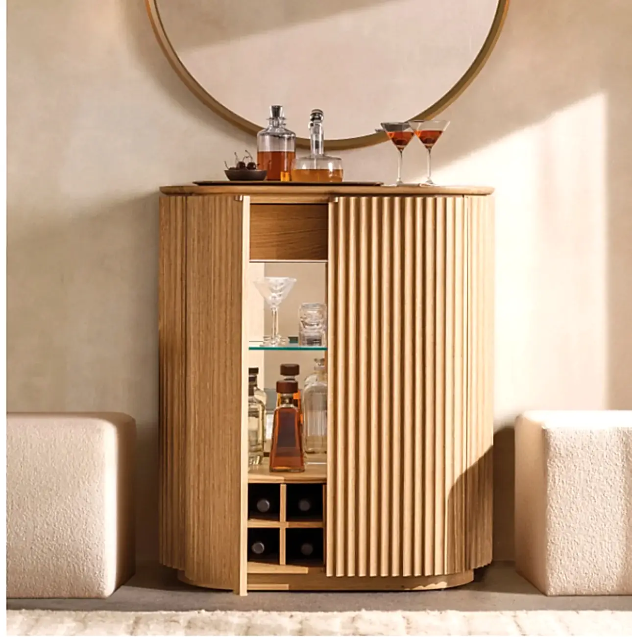 Claire Naturel Meşe Ahşap Bar Konsol