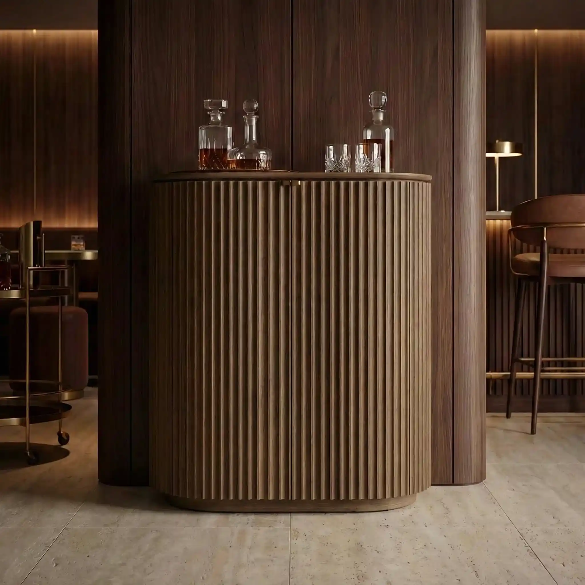 Claire Kahverengi Meşe Ahşap Bar Konsol