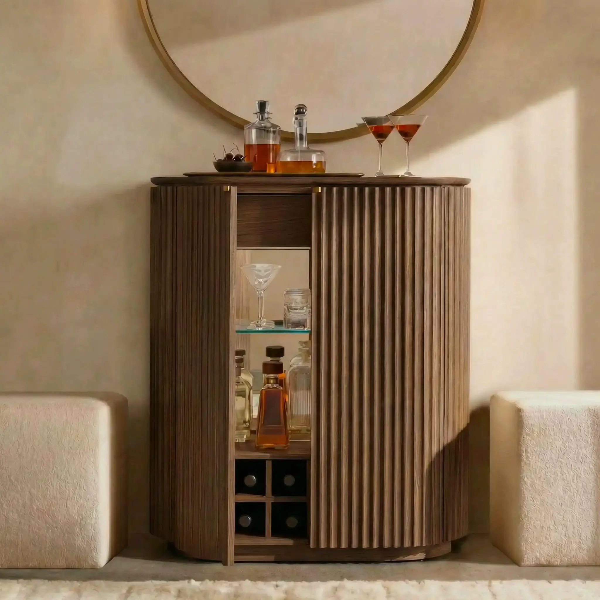 Claire Kahverengi Meşe Ahşap Bar Konsol