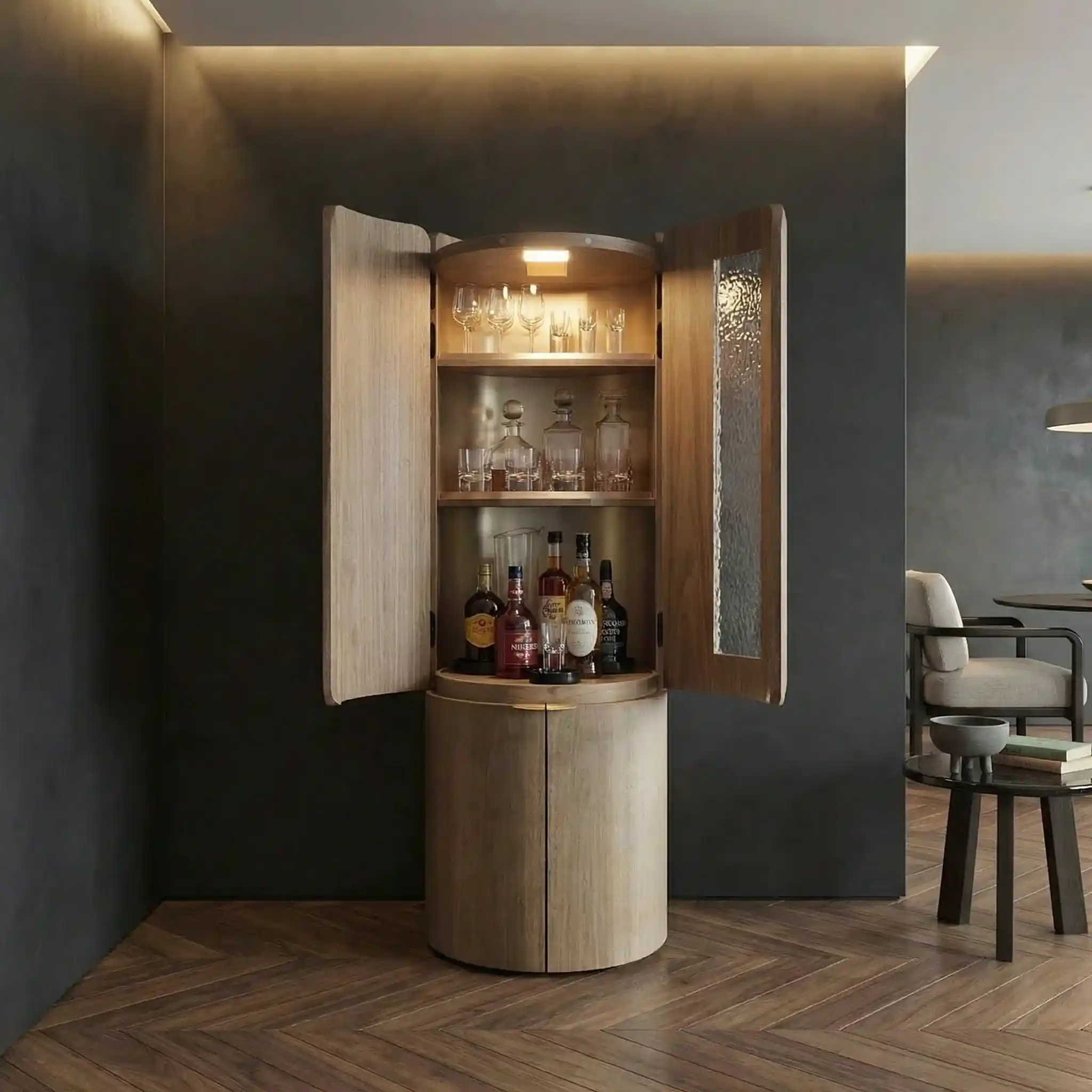 Flowy Ahşap Şarap Dolabı