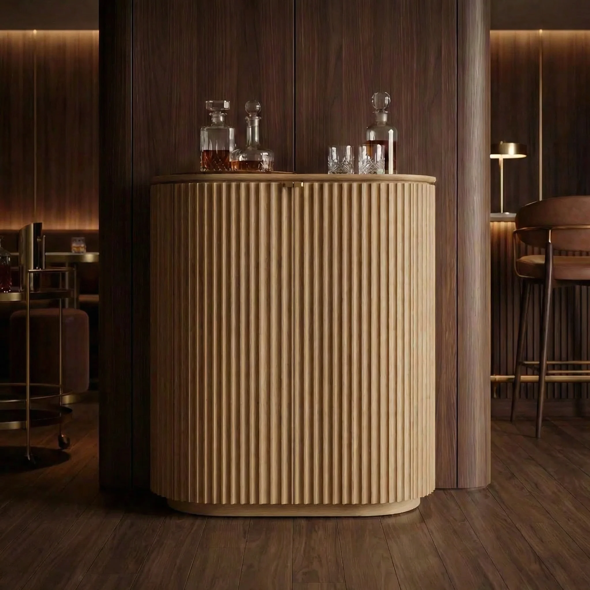 Claire Açık Meşe Ahşap Bar Konsol