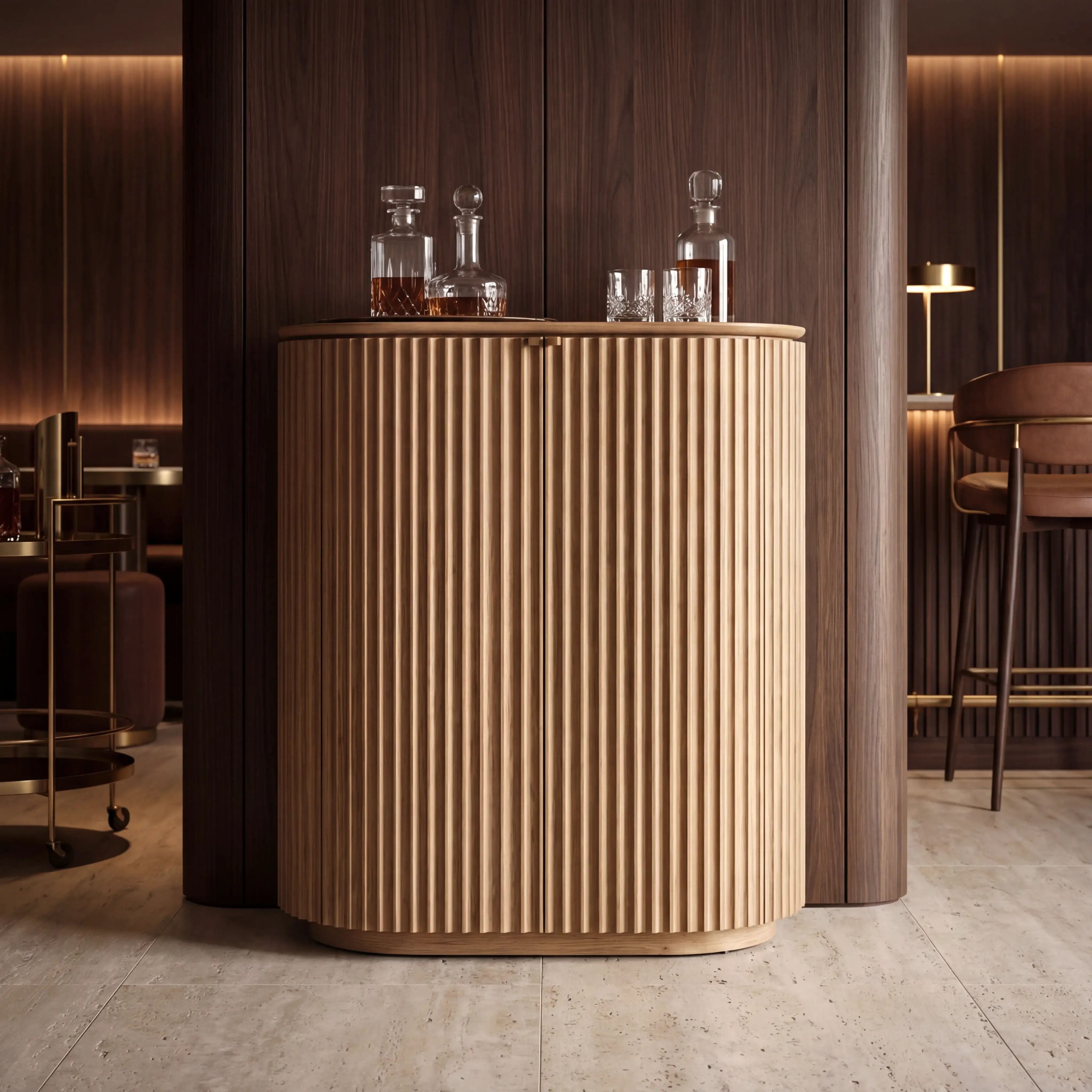 Claire Naturel Meşe Ahşap Bar Konsol