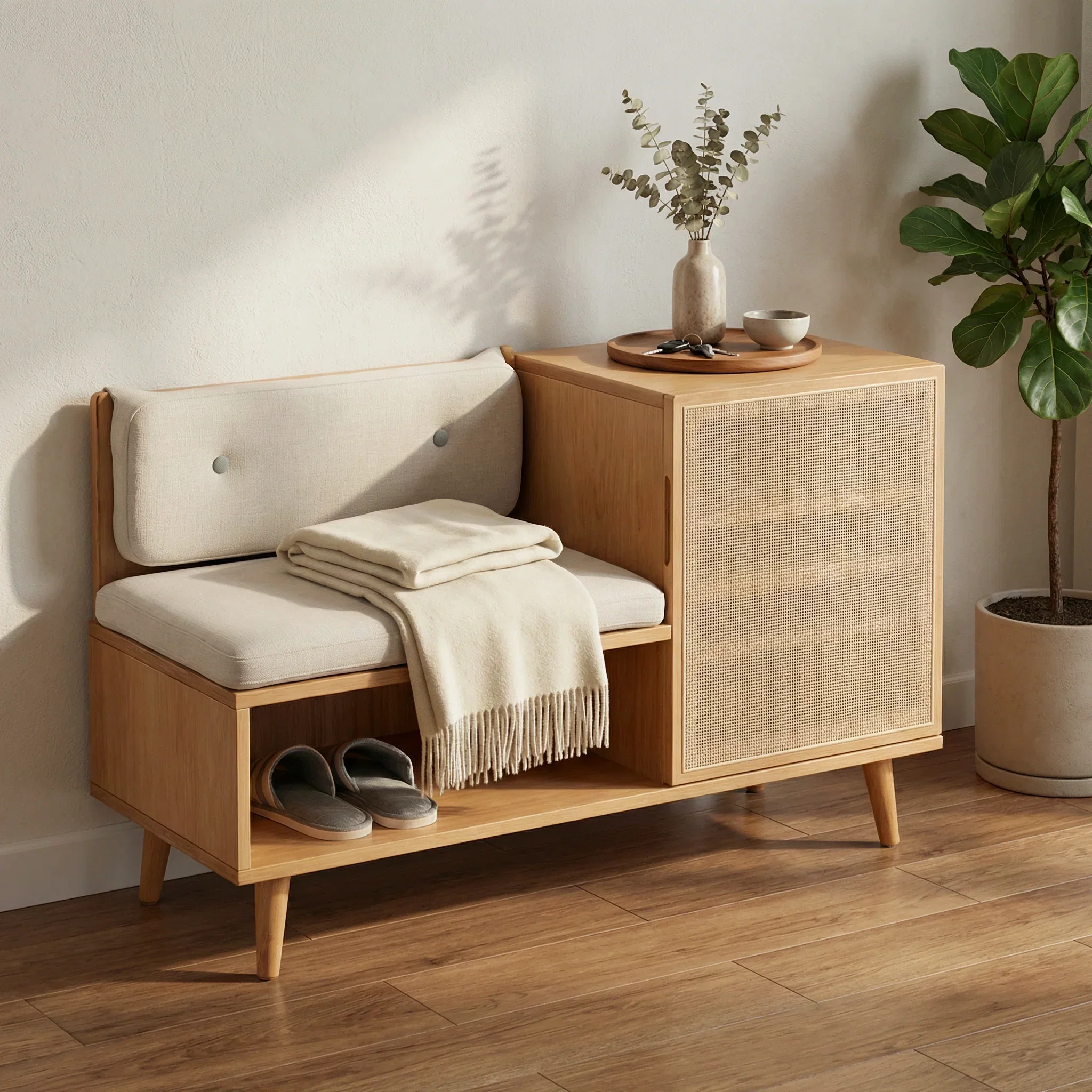 Hazeran Shoe Storage Bench | Ahşap Ayakkabılık