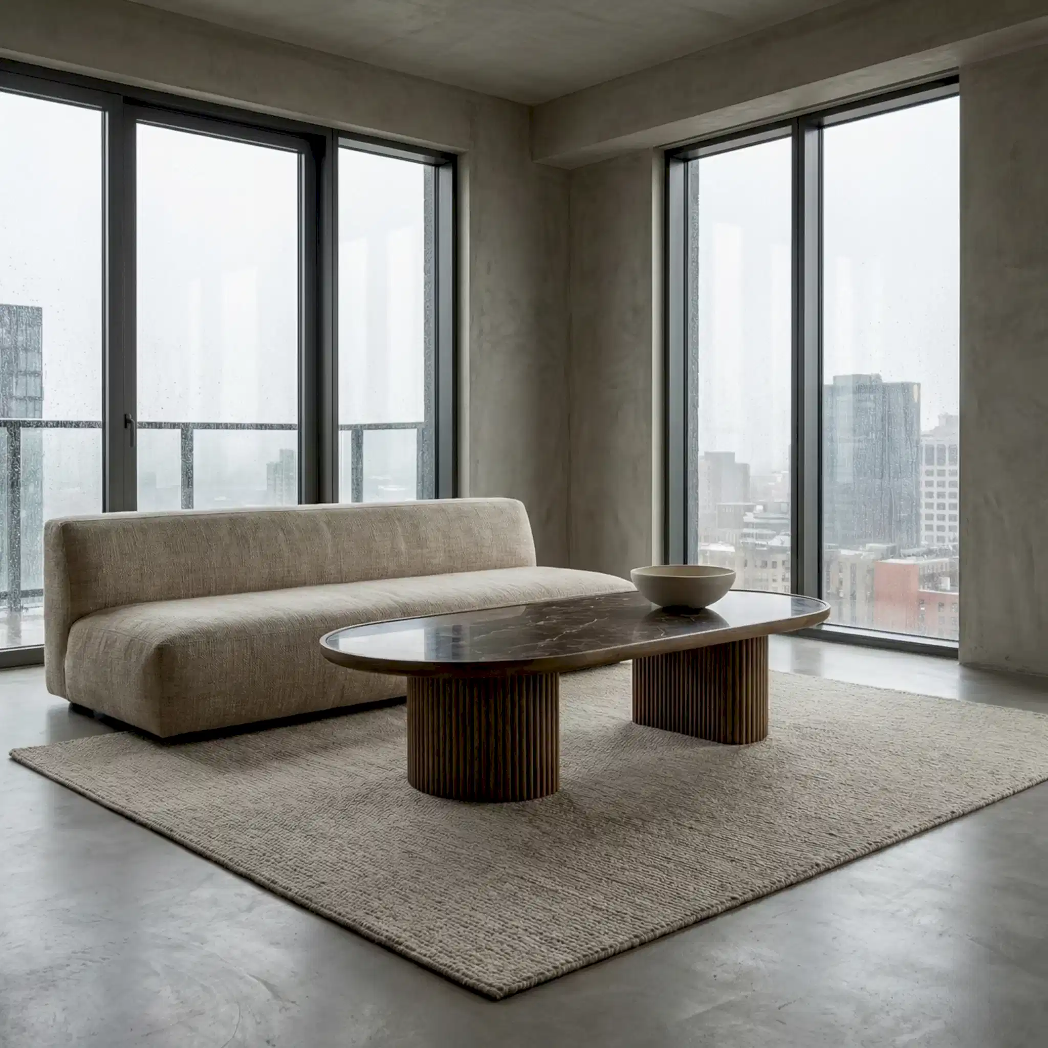 Moon Mermer Detaylı Sehpa