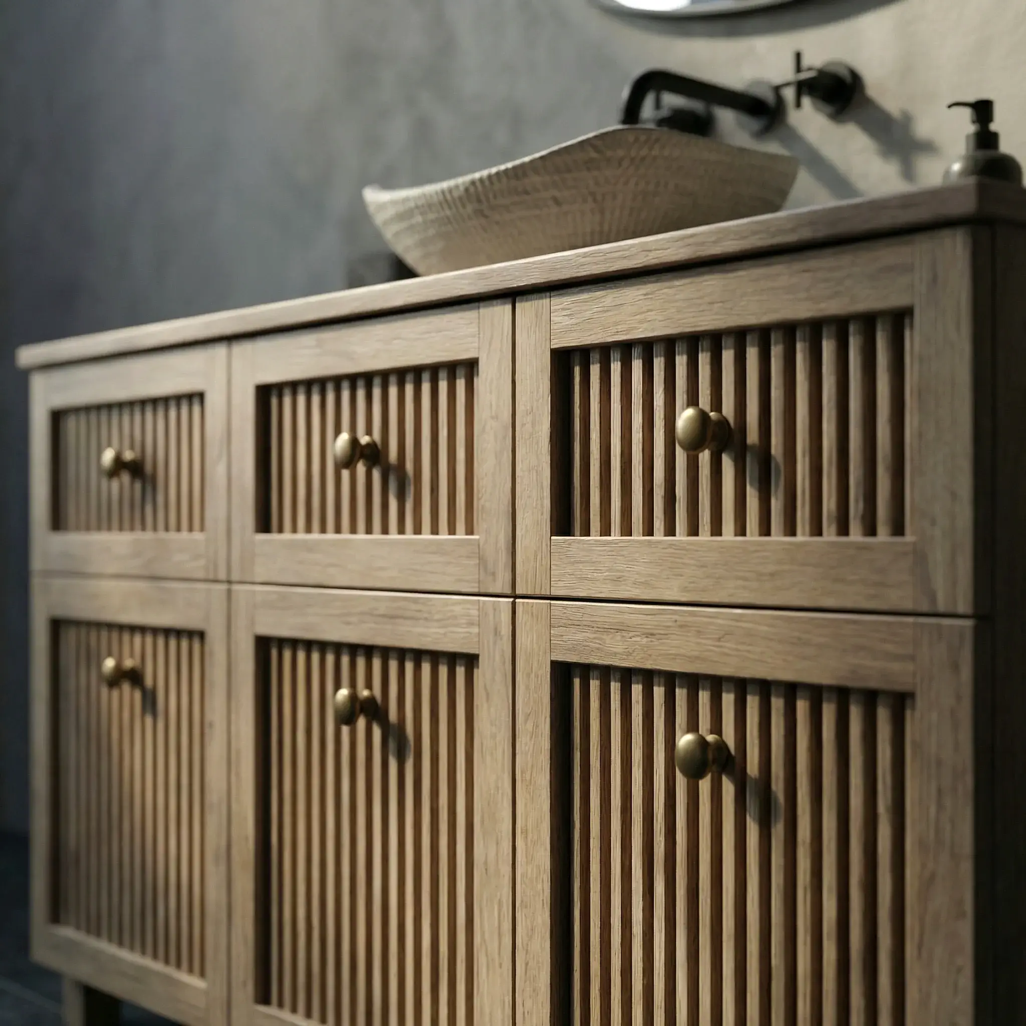 Rona Masif Ahşap Banyo Dolabı