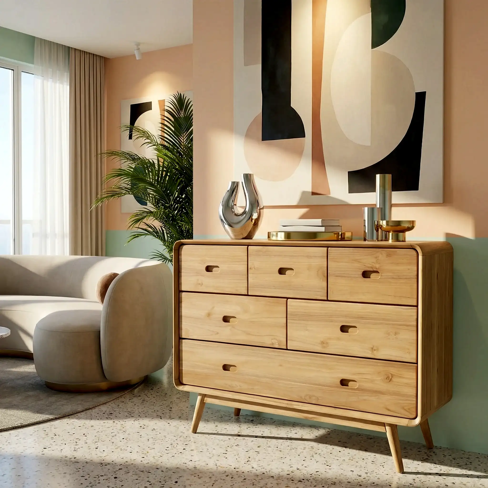 Teak Ahşap Şifonyer