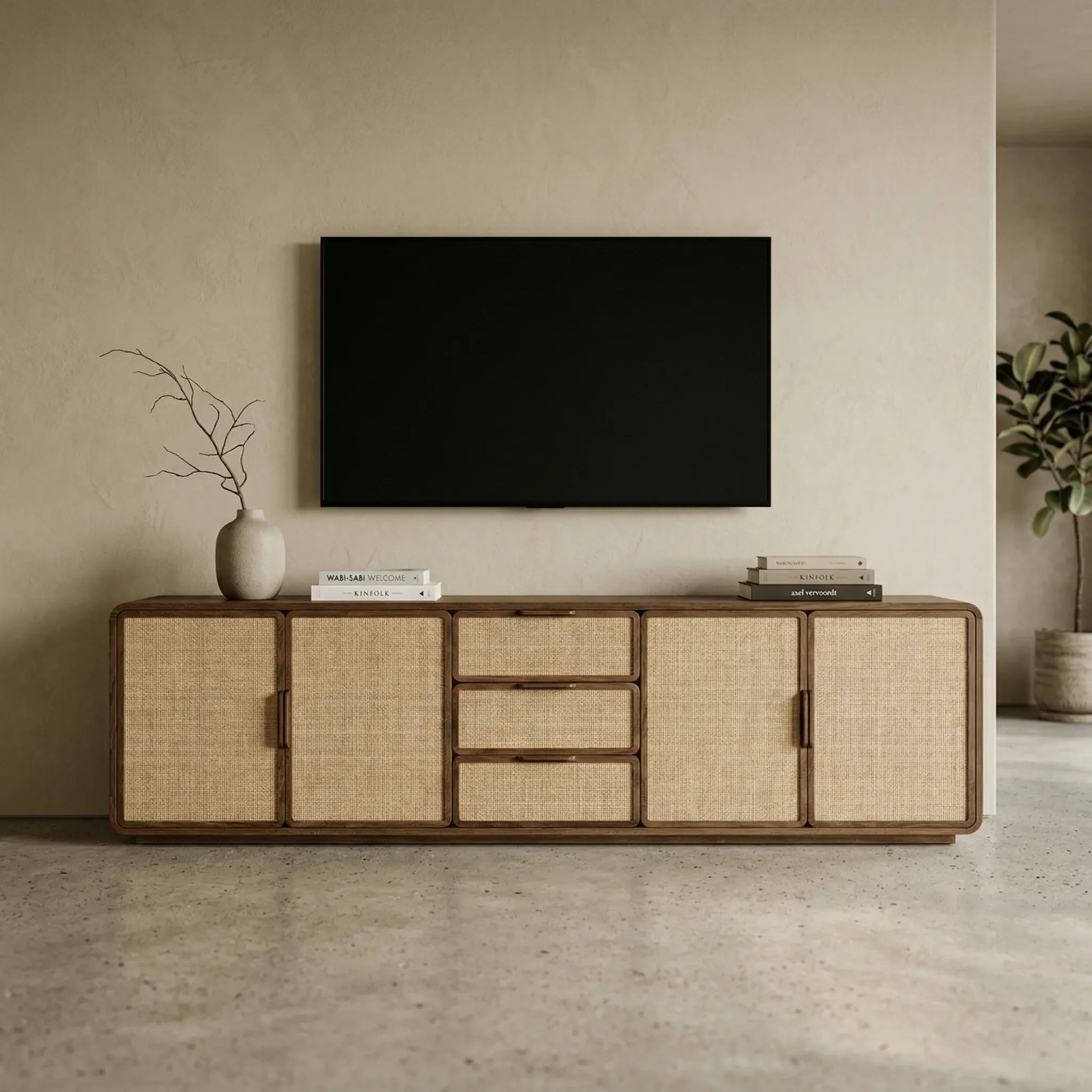 Tena Ahşap TV Konsolu Karamel Ceviz