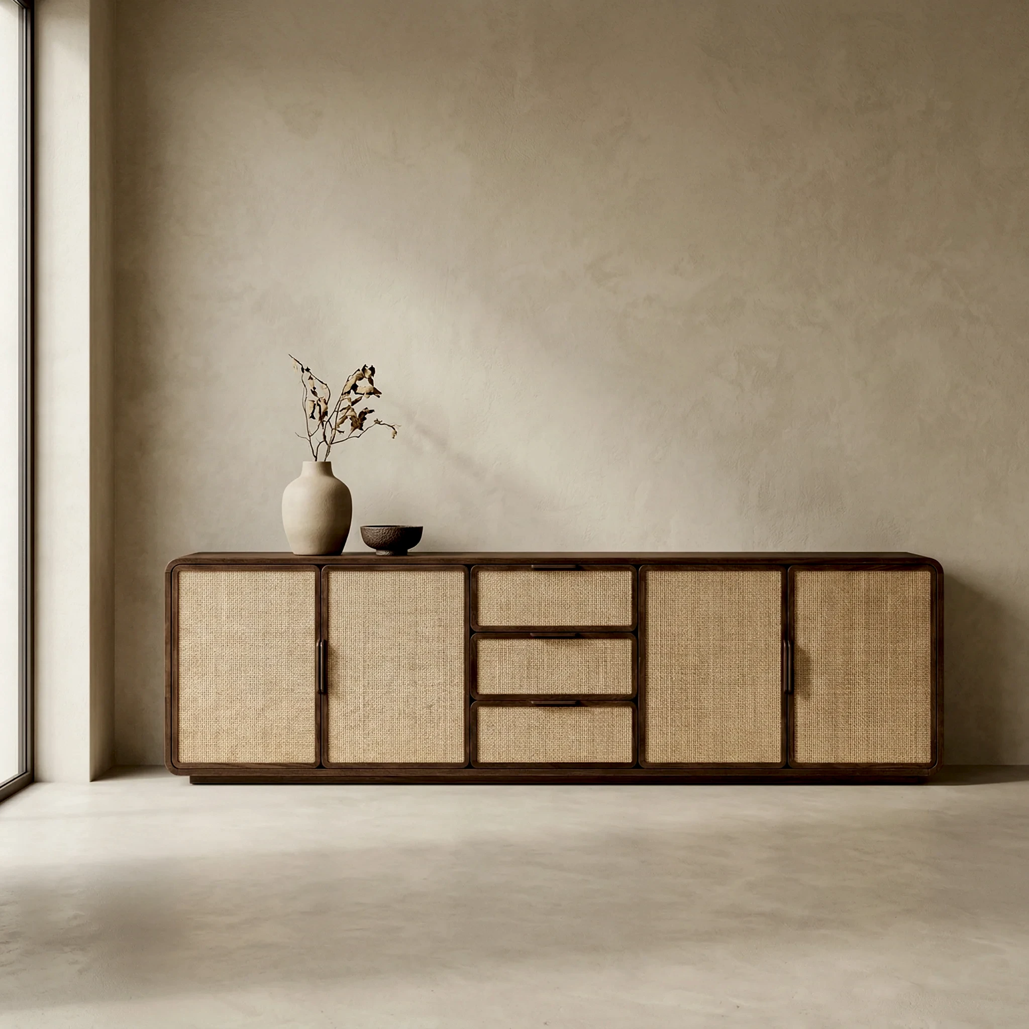 Tena Ahşap TV Konsolu Koyu Ceviz Large